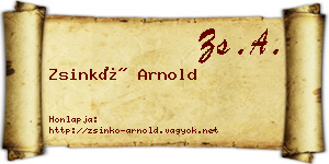 Zsinkó Arnold névjegykártya